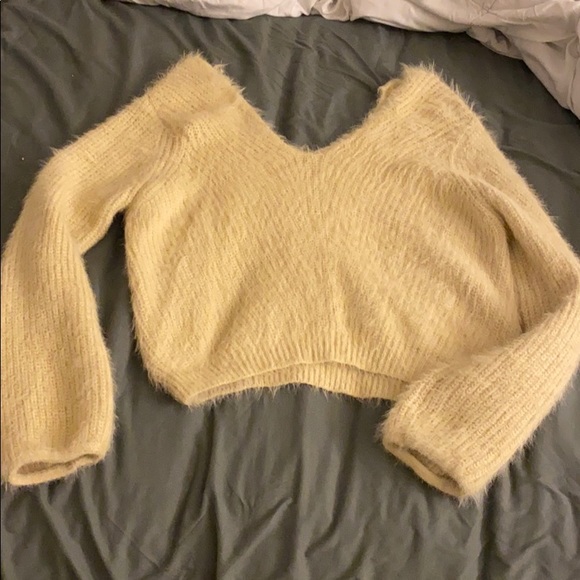 PrettyLittleThing Sweaters - V neck or off the shoulder fuzzy sweater